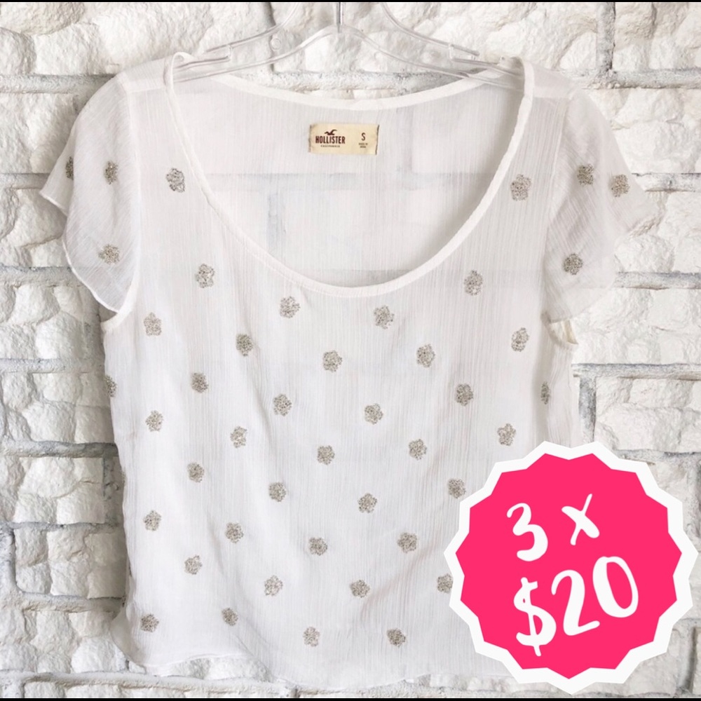 (3x$20) 🌸Hollister Sheer White Blouse - Size S🌸